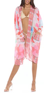 RANEES Pink Floral Print Pocket Cover-Up Duster