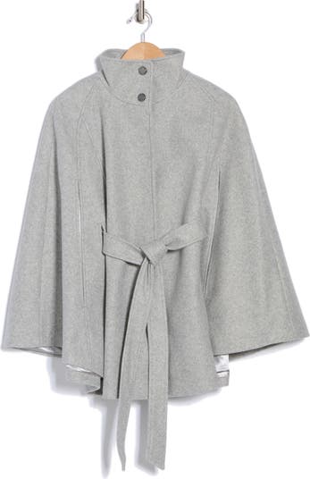 Calvin Klein Women s Belted Faux Wool Cape Gray Capes