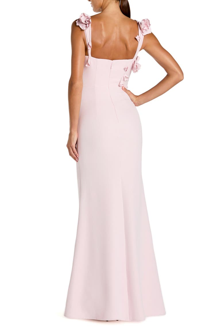 Crepe Sleeveless Column Gown With Floral Detail, Alternate, color, Blush