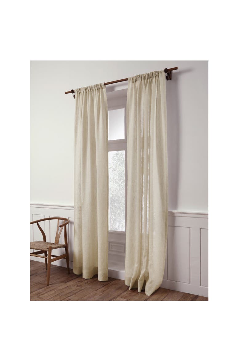 Linen Sheer Curtain with Rod Pocket  - 1 Panel., Alternate, color, Light Natural