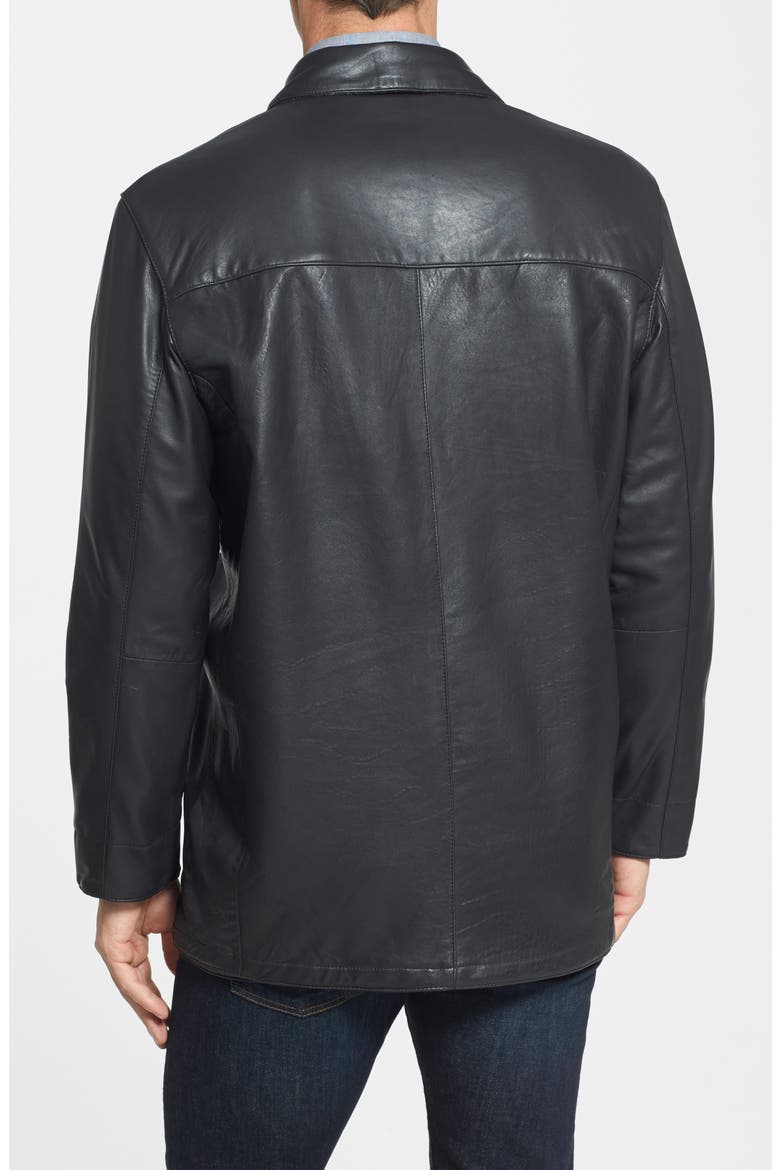 Classic Fit Reversible Leather & Lambswool Car Coat, Alternate, color, BLACK