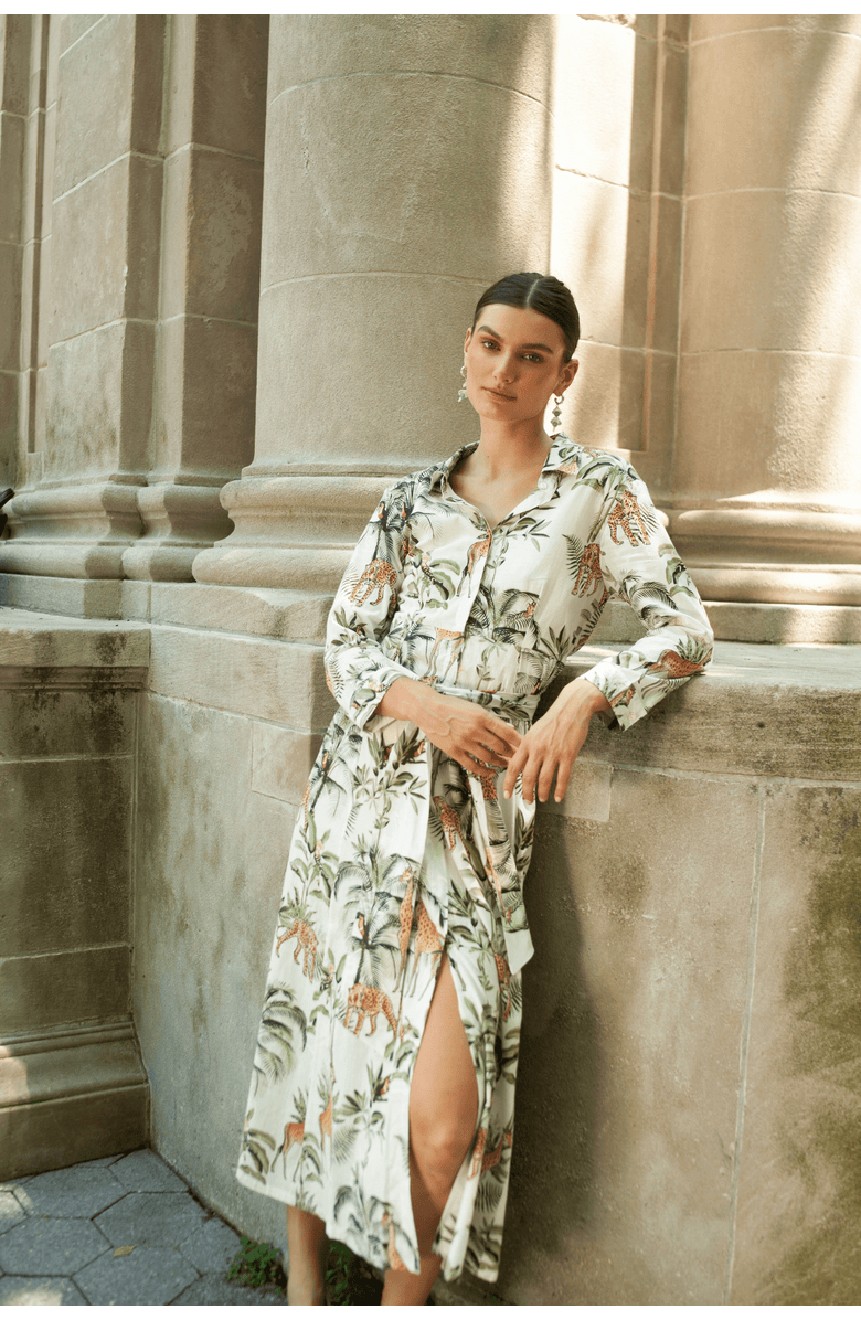 GUADALUPE DESIGN Luciana Jungle Dress White, Alternate, color, White