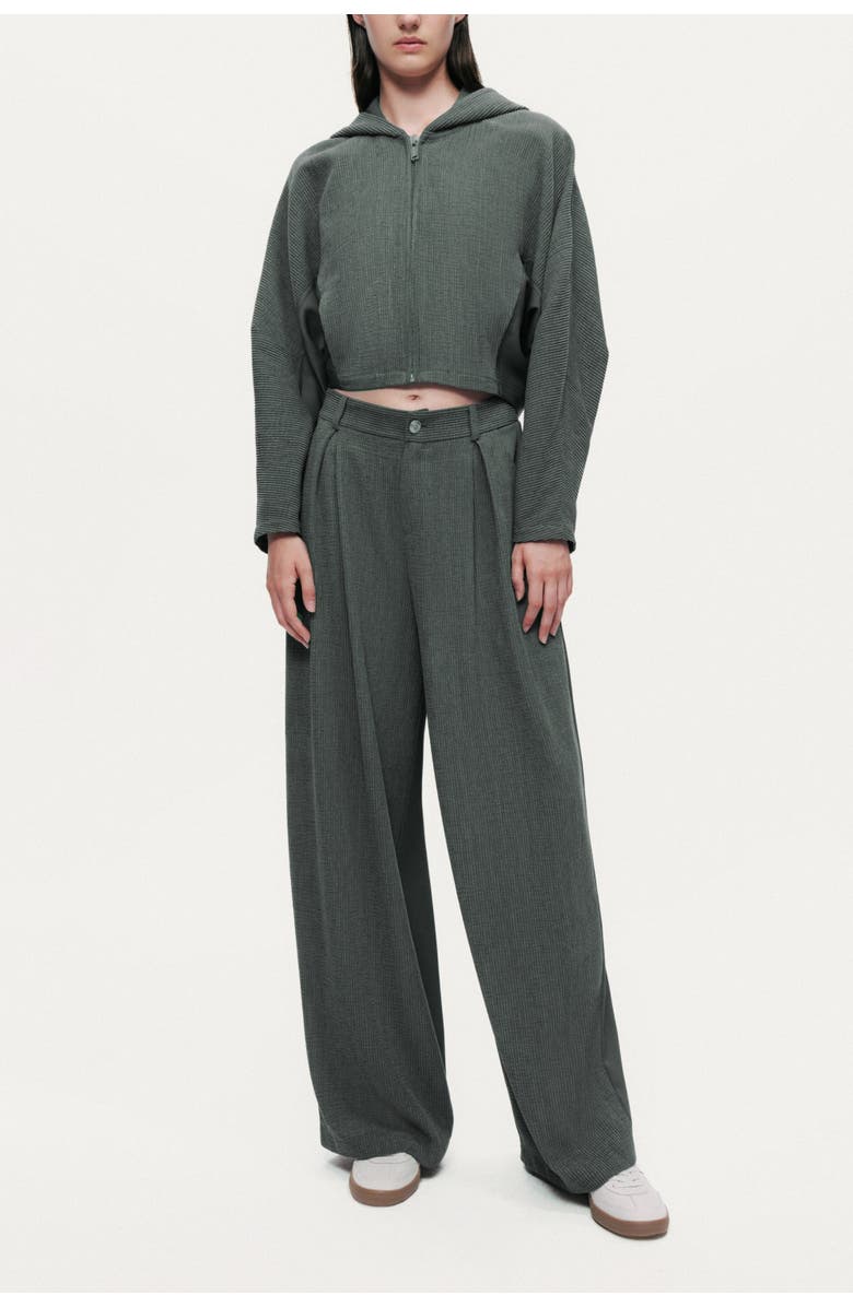 Nocturne Ribbed Zip-Up Hoodie Jacket, Alternate, color, Anthracite