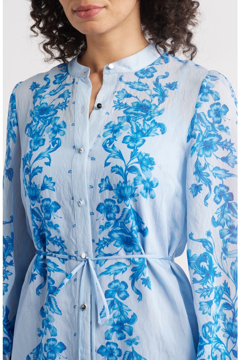 Floral Print Long Sleeve Shirtdress, Alternate, color, BLUE