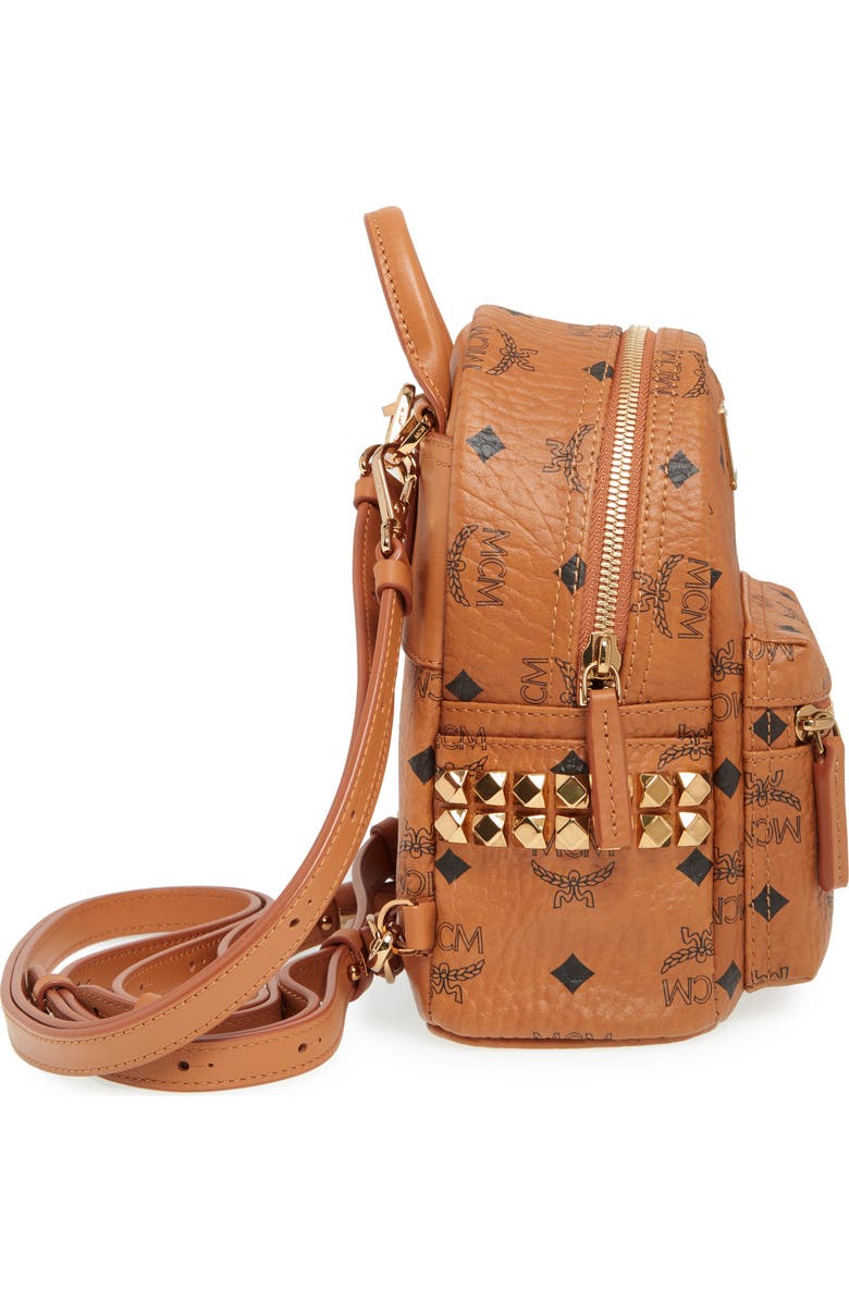 MCM X-Mini Stark Side Stud Convertible Backpack, Alternate, color, Cognac