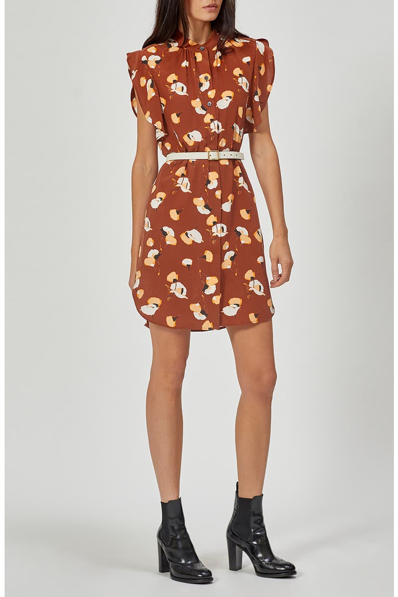 Lorainna Front Button Silk Dress, Alternate, color, TORTOISE SHELL MULTI