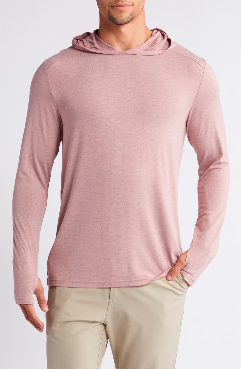 Free Fly Shade UPF 50+ Hoodie, Main, color, Heather Adobe Red