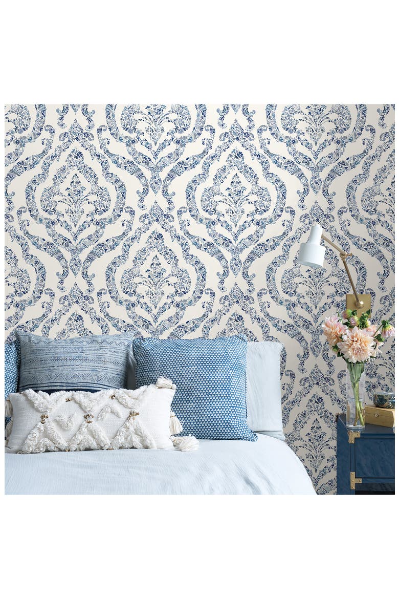 Blue Guildford Peel & Stick Wallpaper, Alternate, color, BLUE