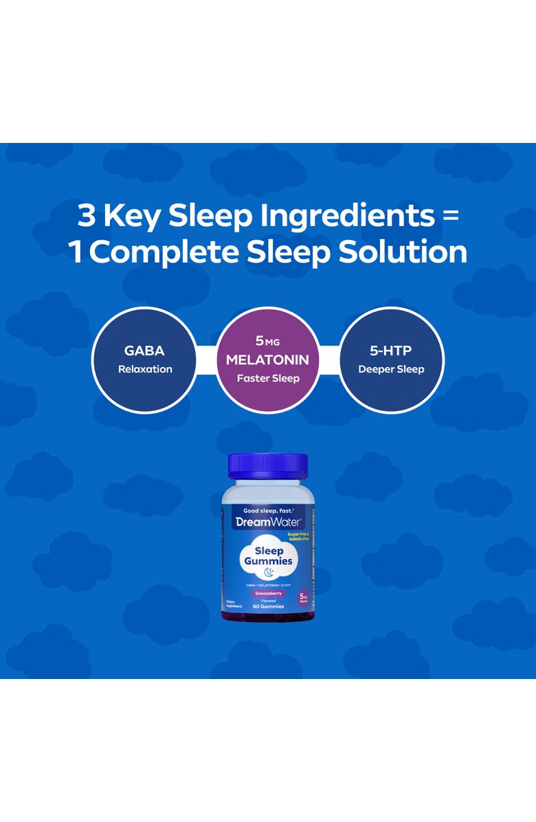 Dream Water Sleep Gummies, Sugarfree, Gelatinfree; Blend Of 3 Ingredients, Alternate, color, Multicolored