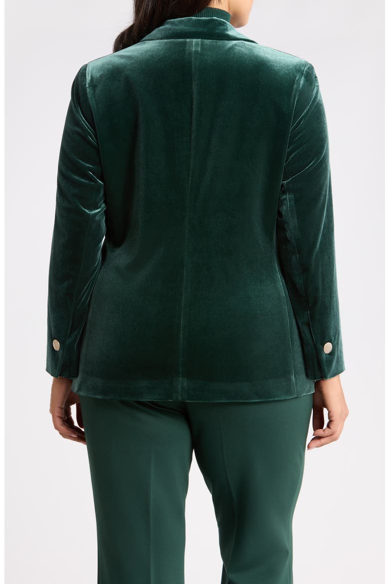 One-Button Notch Collar Velvet Blazer, Alternate, color, PINE FOREST