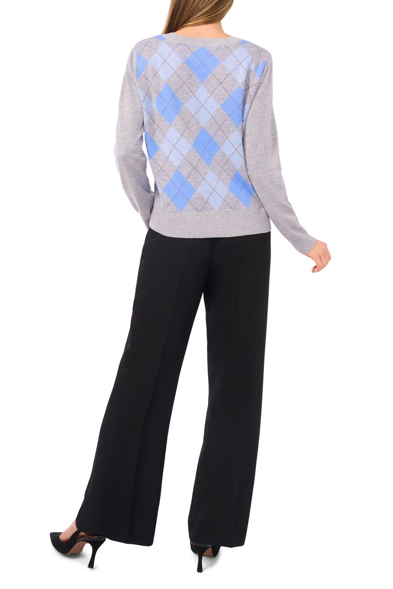 Argyle V-Neck Sweater, Alternate, color, LIGHT HEATHER GREY