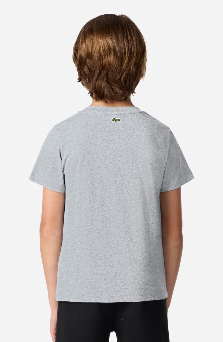 Lacoste Kids' Puff Logo Organic Cotton T-Shirt, Alternate, color, Argent Chine Heather