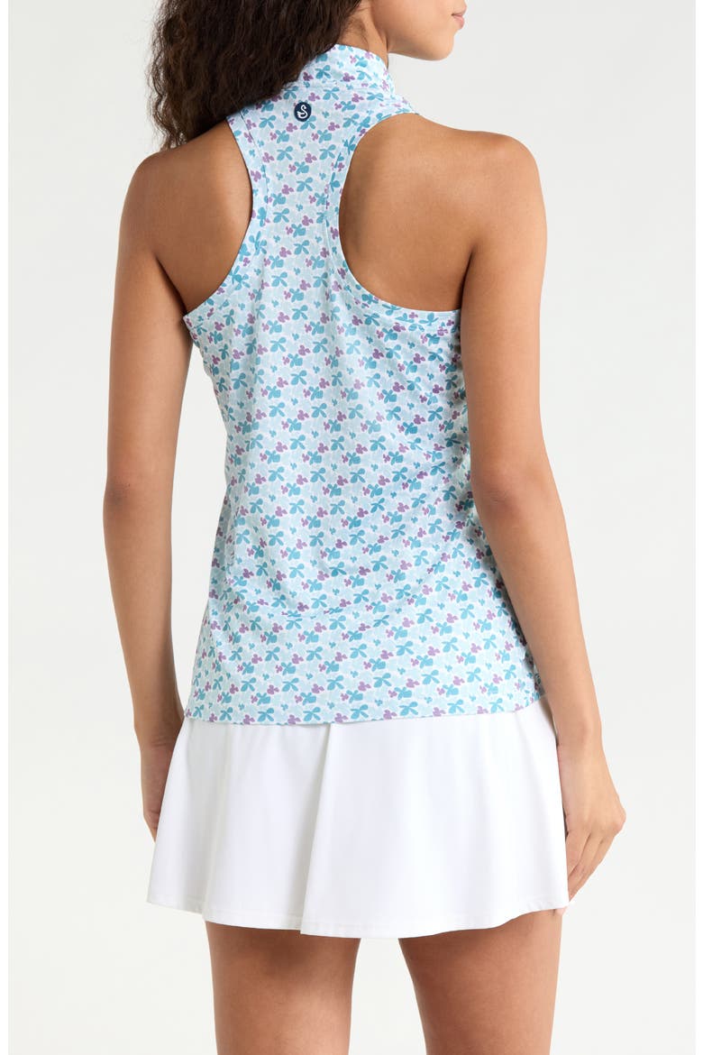 Sonora Ditsy Floral Half Zip Piqué Polo, Alternate, color, SEAFOAM