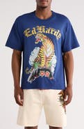 Ed Hardy Rhinestone Tiger Mountain Boxy Graphic T-Shirt