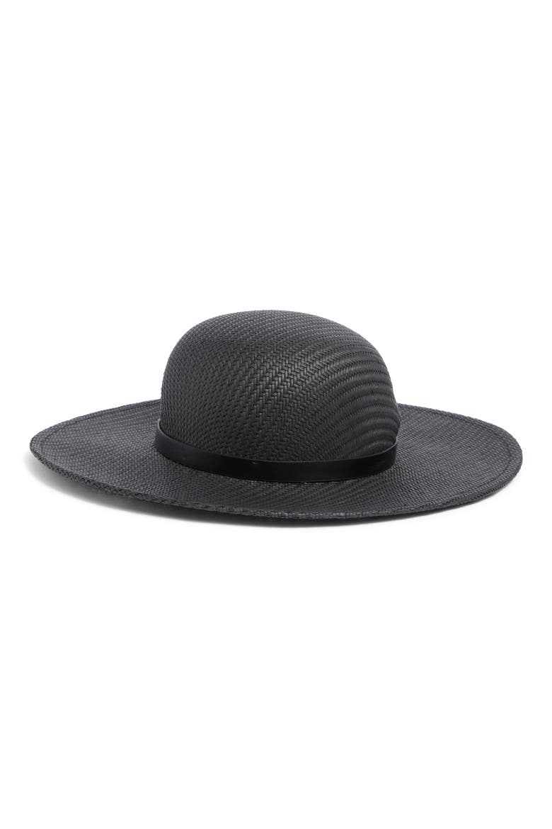 Belted Straw Sun Hat, Alternate, color, BLACK