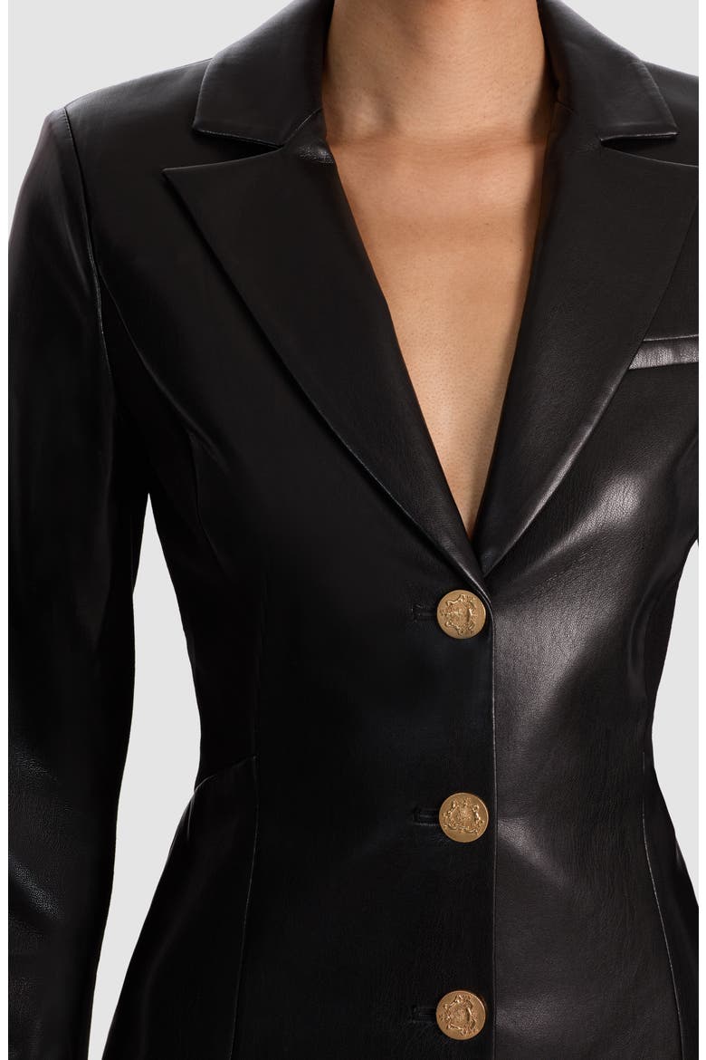 Michelle Long Sleeve Faux Leather Mini Blazer Dress, Alternate, color, BLACK