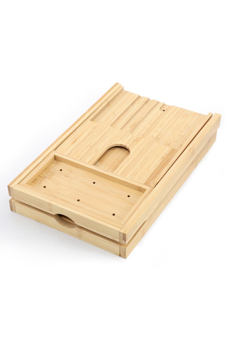 Expandable Wood Bath Tray, Alternate, color, Bamboo