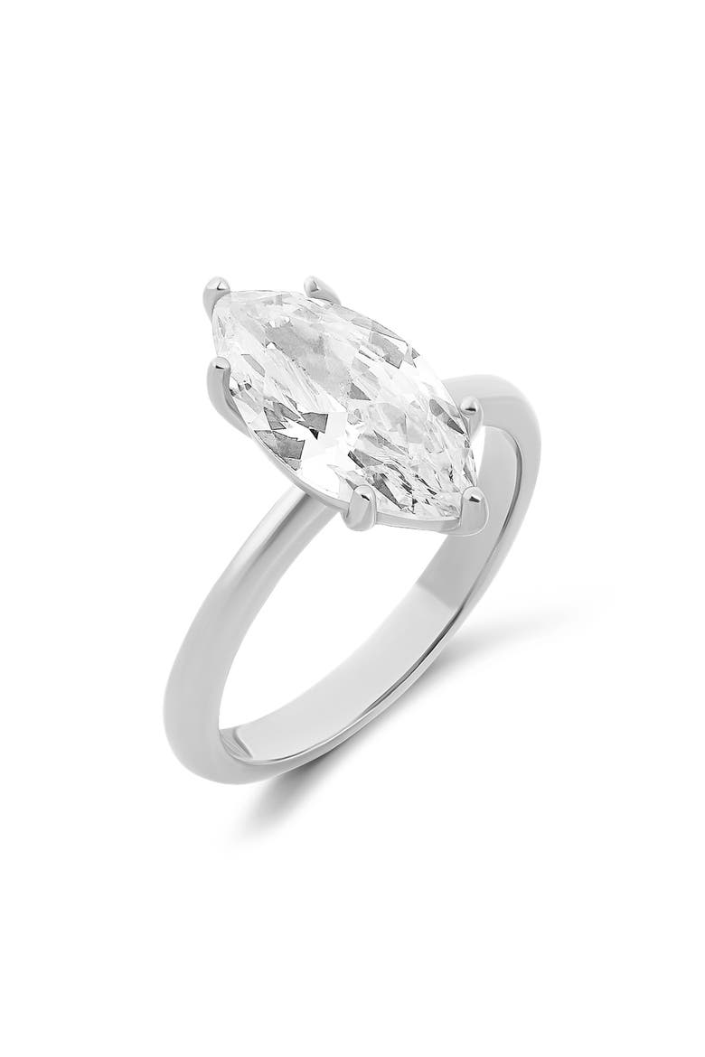 Marquis Cut Cubic Zirconia Cocktail Ring, Main, color, SILVER