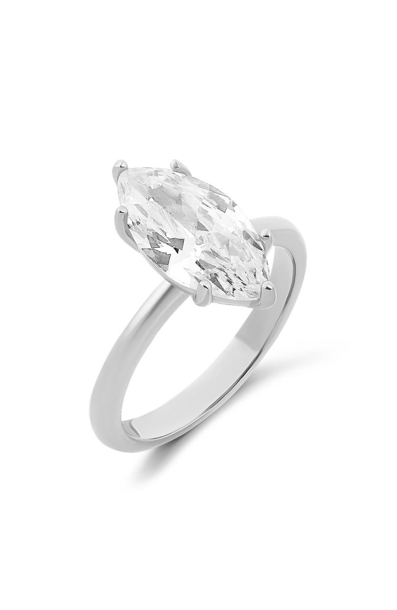 SHYMI Marquis Cut Cubic Zirconia Cocktail Ring, Main, color, Silver