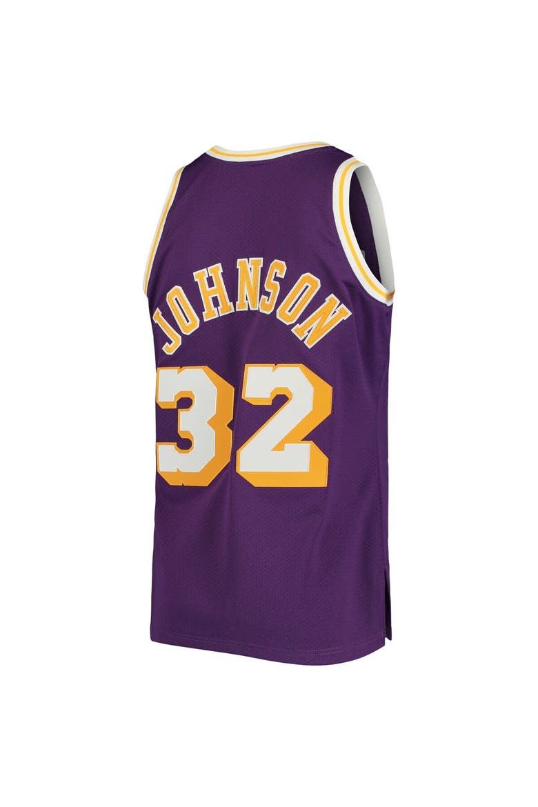 Men's Mitchell & Ness Magic Johnson Purple Los Angeles Lakers 1984/85 Hardwood Classics Authentic Jersey, Alternate, color, Purple