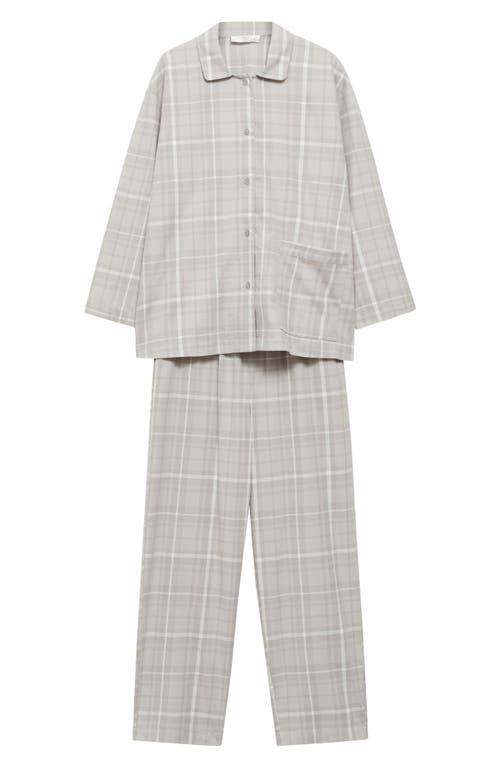 Mango Organic Cotton Flannel Pajama Shirt In Grey