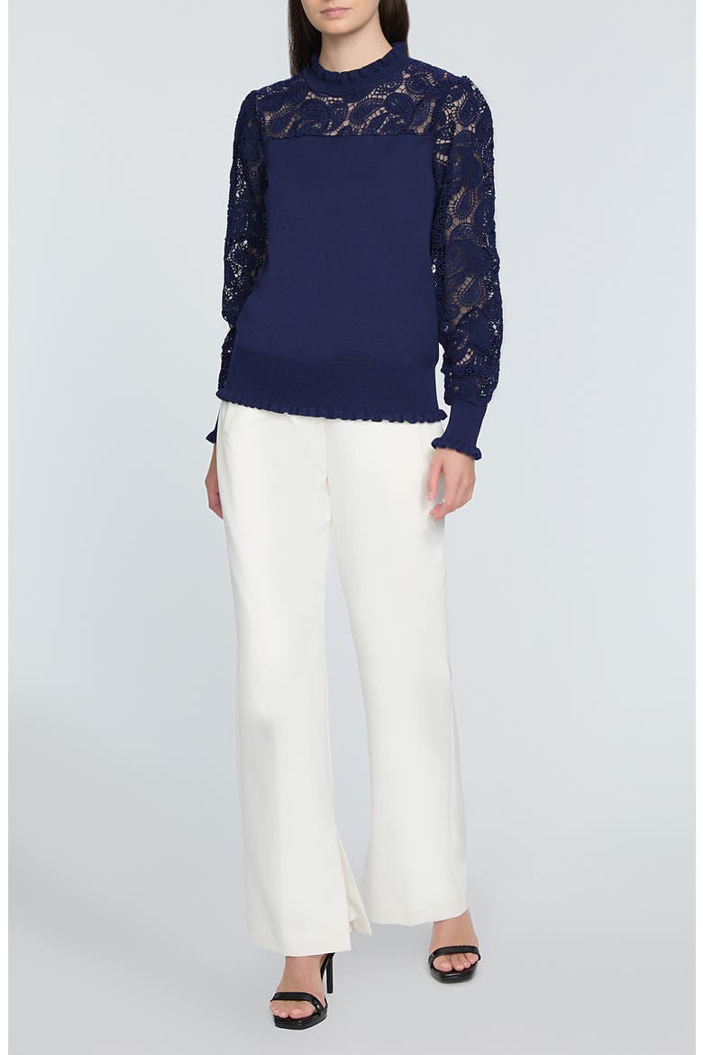 The Felicity Floral Lace Detail Sweater, Alternate, color, DAPHNE BLUE