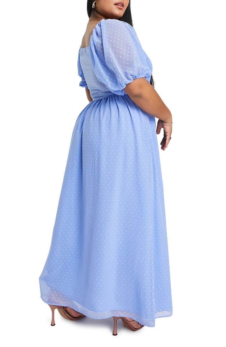 ASOS DESIGN Swiss Dot Smocked Bodice Chiffon Maxi Dress, Alternate, color, 