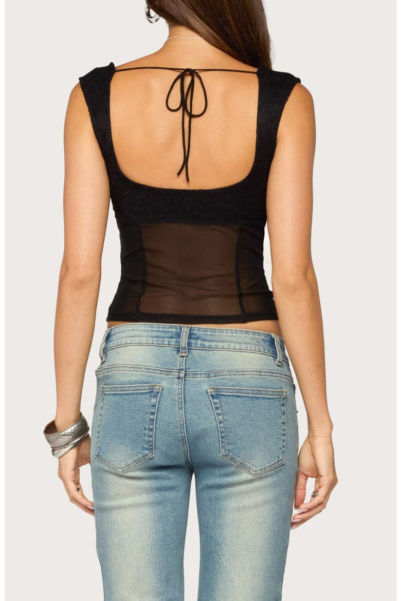 Uli Sheer Mesh Wide Strap Top, Alternate, color, BLACK