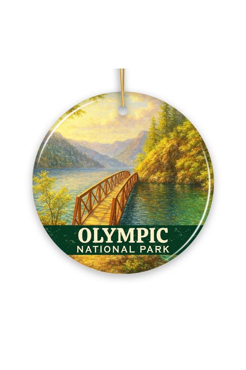 Olympic National Park Lake Bridge Ceramic Ornament