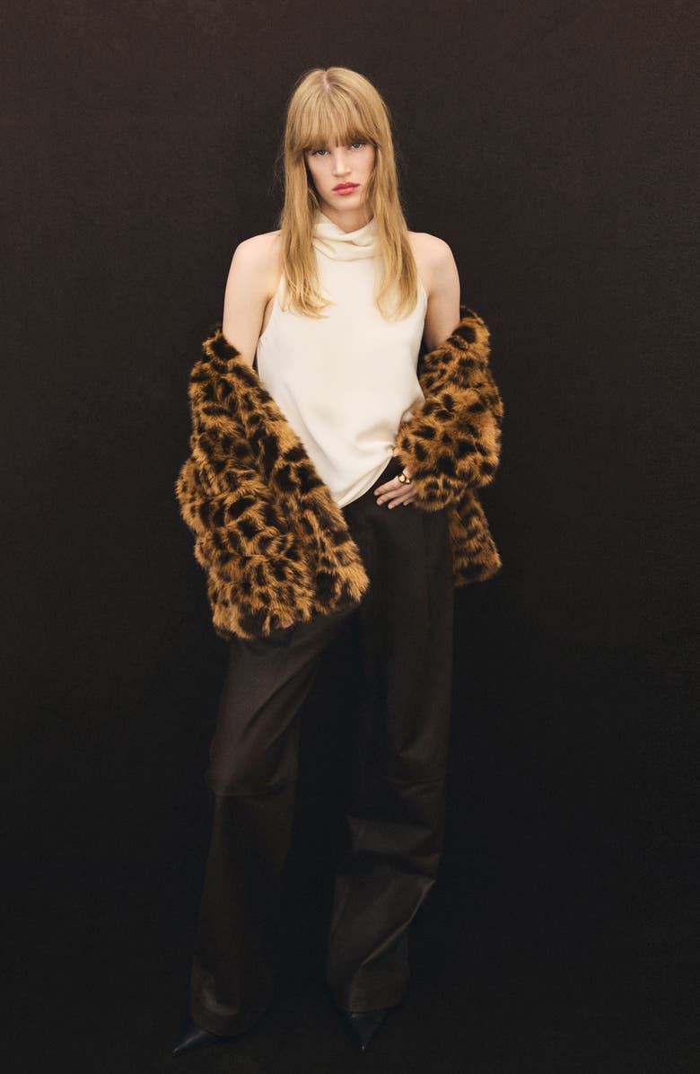 MANGO Drape Neck Sleeveless Top, Alternate, color, Ecru