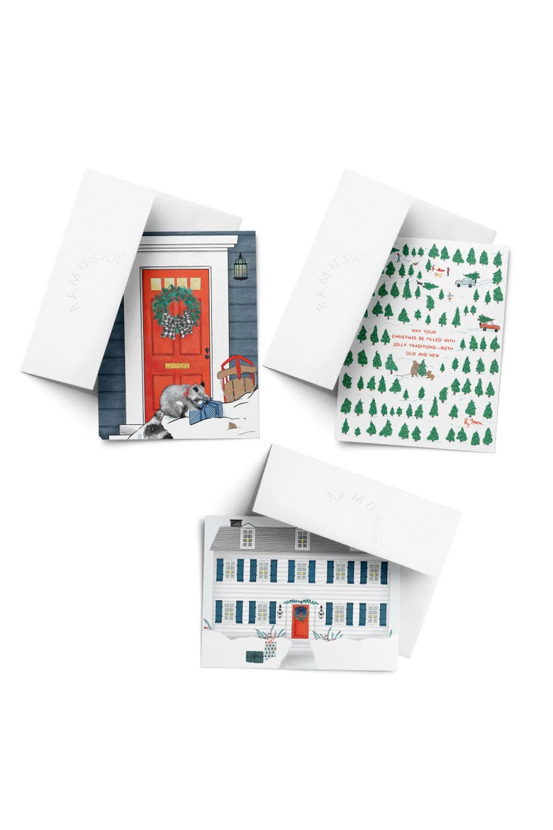 Traditions, Winter House, Racoon Gift Winter/Holiday/Christmas Greeting Card Pack Sets, Main, color, Multi-Pack