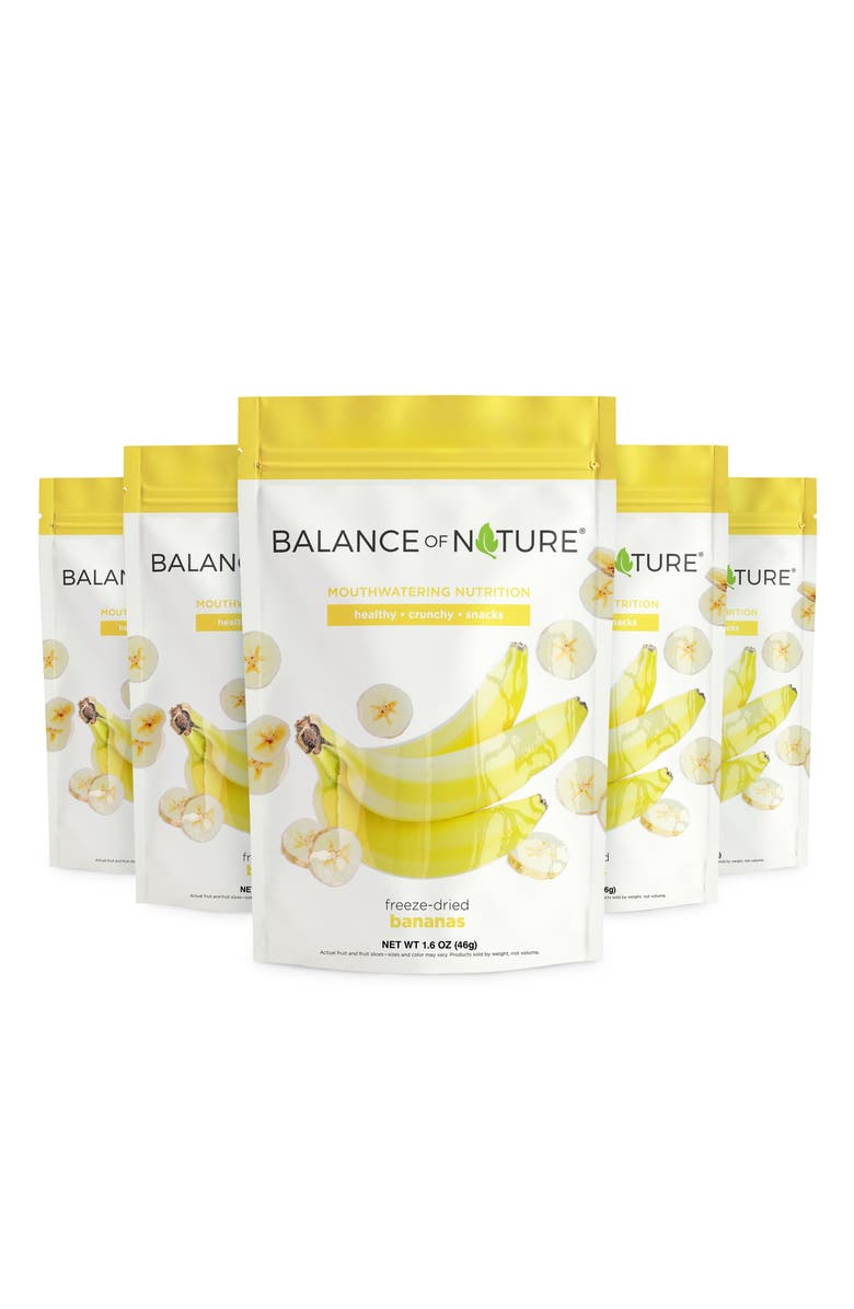 Balance of Nature Freeze Dried Banana Slices Real Fruit Snack Five Pack, Main, color, NO COLOR