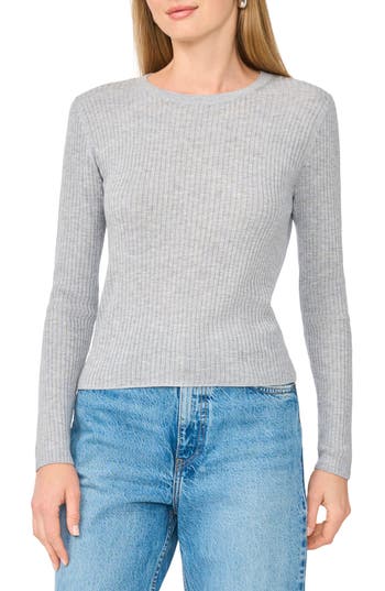 Parker Rib Crewneck Sweater In Light Heather Grey