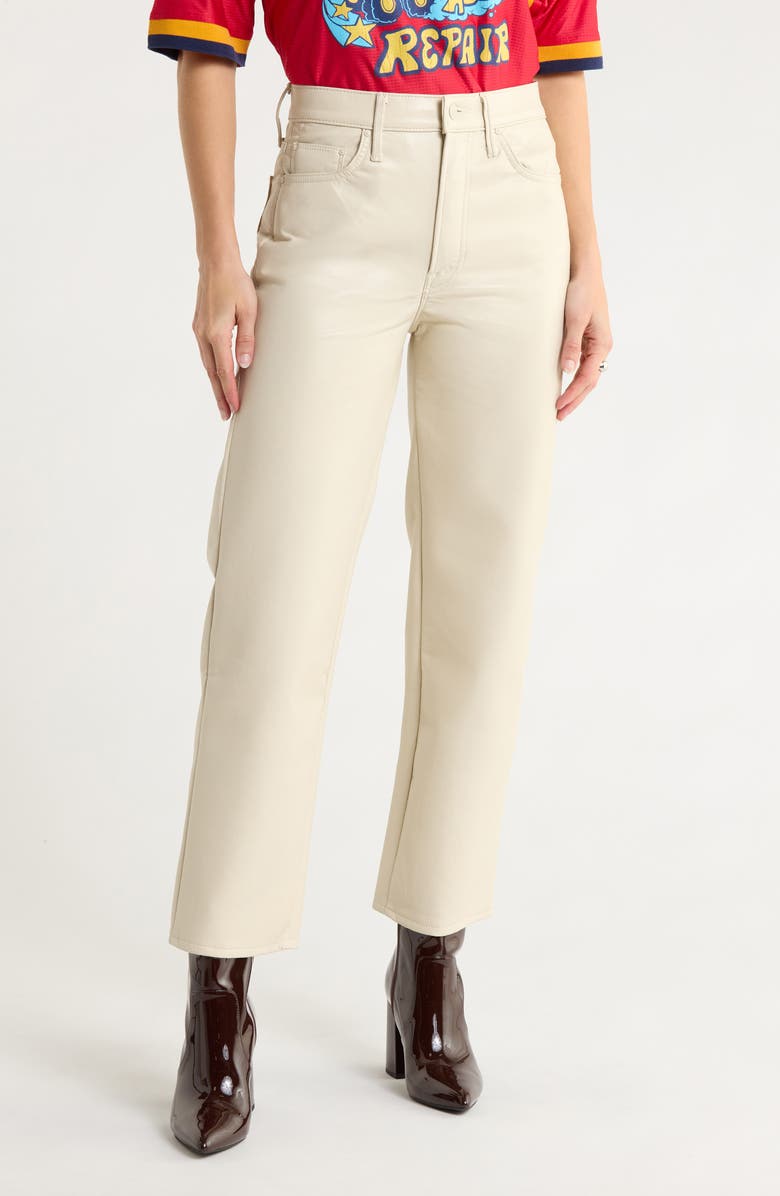 MOTHER The Rambler Zip Ankle Faux Leather Pants, Main, color, Ivory