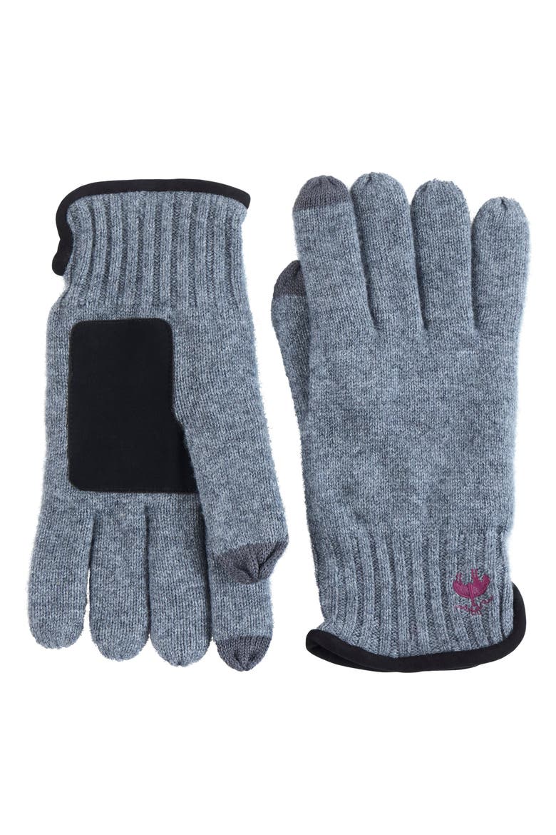 Cashmere Blend Suede Trim Gloves, Main, color, Charcoal