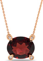 Julianna B. Oval-Cut Garnet & Diamond Necklace 10k