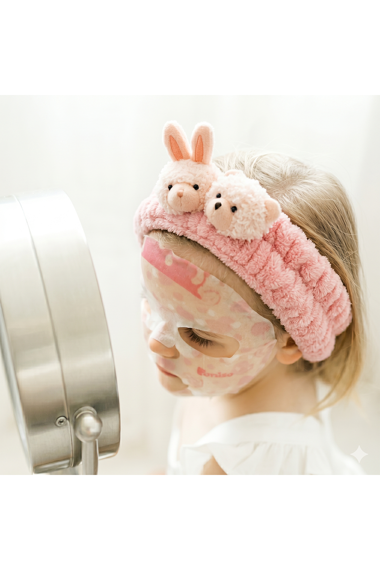 Kids Bunny Friends Sheet Mask & Spa Headband Gift Set, Alternate, color, Strawberry Aloe 14 sheets
