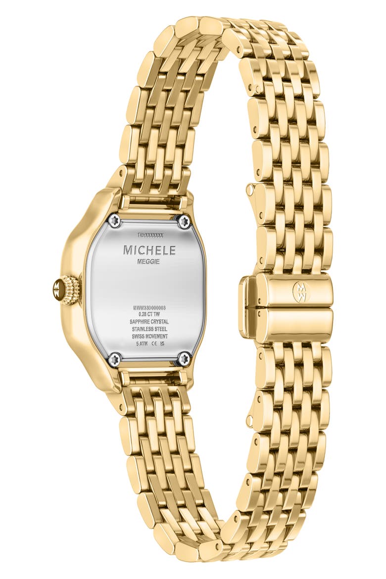 Mini Meggie Mother-of-Pearl & Diamond Bracelet Watch, 23mm x 25mm, Alternate, color, GOLD