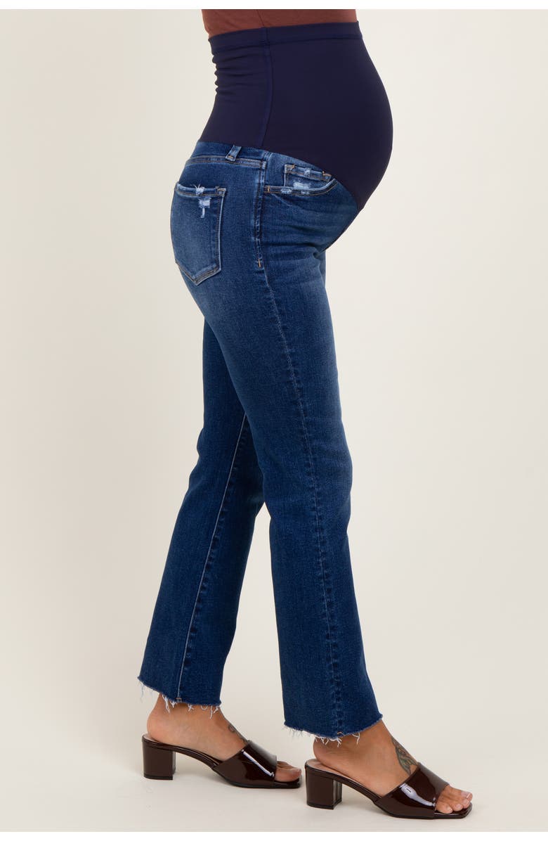 PinkBlush Cut Hem Kick Flare Maternity Jeans, Alternate, color, Navy Blue