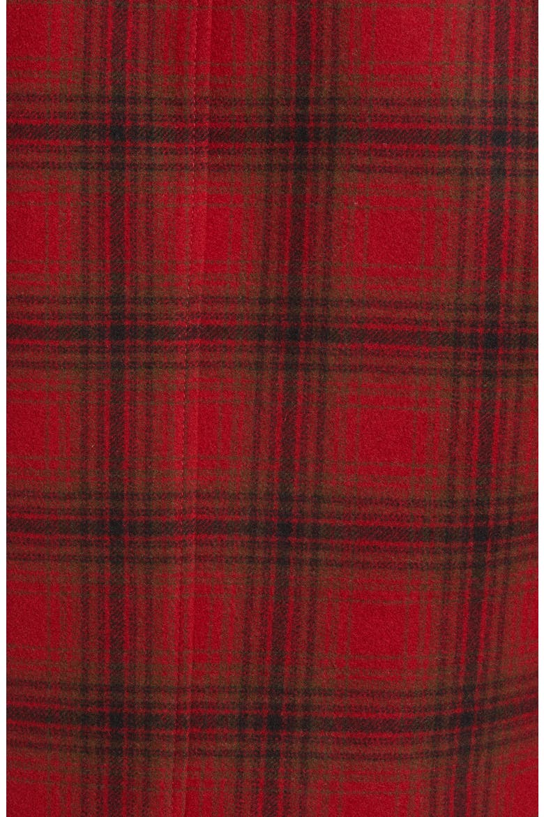 Tribeca Genuine Shearling Trim Plaid Coat, Alternate, color, RED/CHARCOAL/DEEP OLIVE PLAID