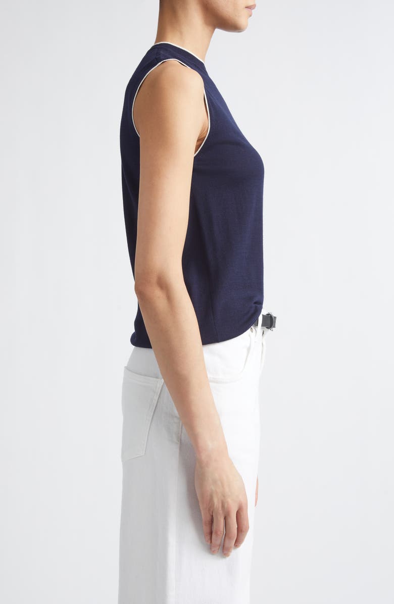 Eleventy Avalon Travel Sleeveless Merino Wool Sweater, Alternate, color, Blue/White