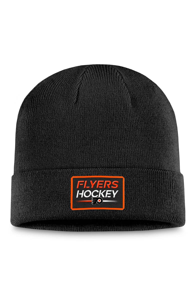 FANATICS Men's Fanatics Branded Black Philadelphia Flyers Authentic Pro Cuffed Knit Hat, Main, color, Black