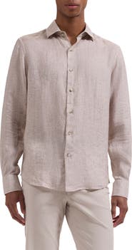 Bugatchi Axel Shaped Fit Linen Button-Up Shirt