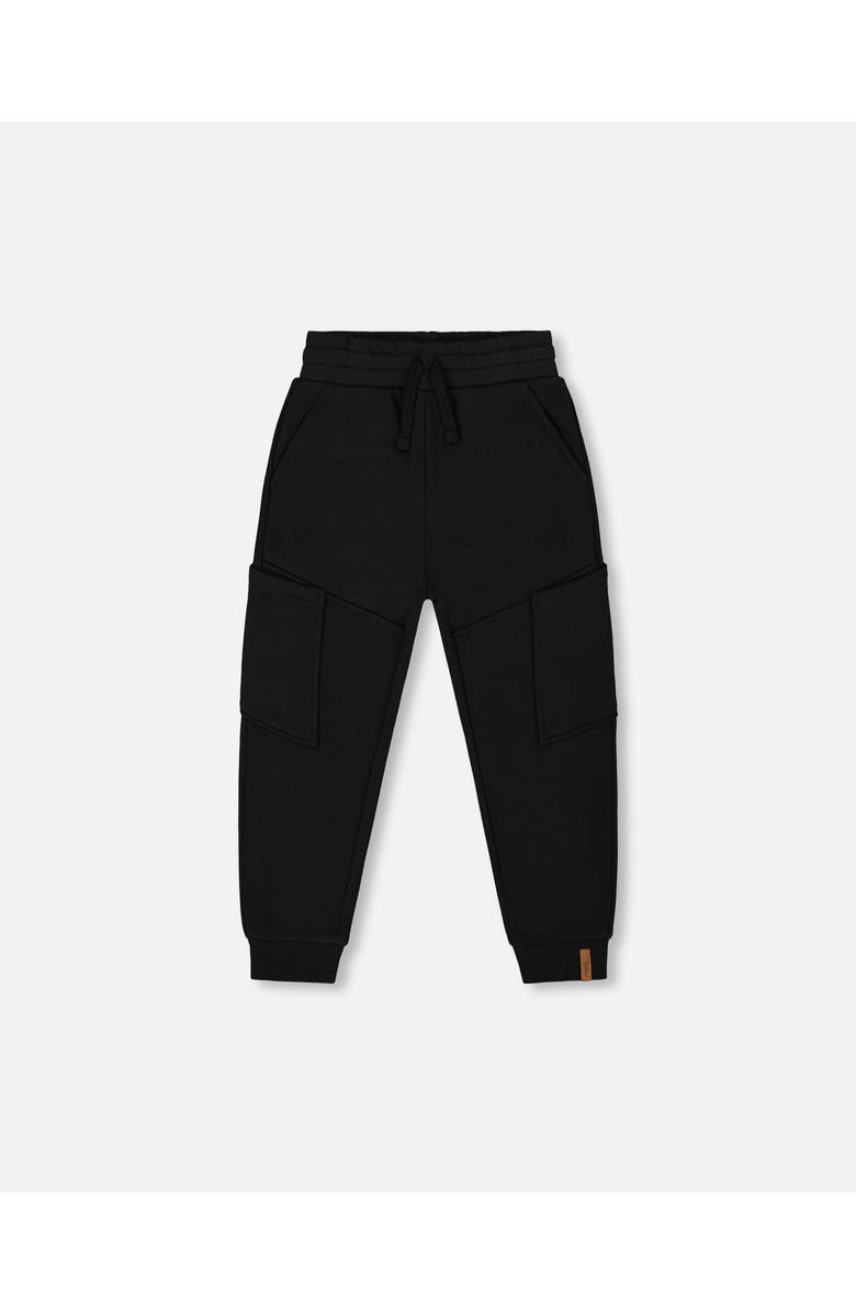 Deux par Deux Little Boy's French Terry Sweatpants With Side Pockets Black, Main, color, 