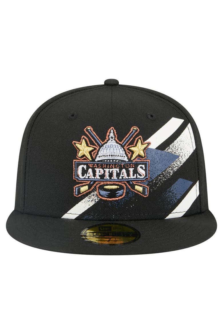 Men's New Era Black Washington Capitals Faded Lines 59FIFTY Fitted Hat, Alternate, color, Black