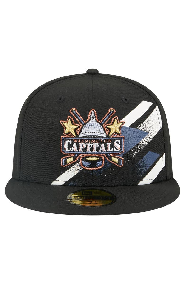 New Era Men's New Era Black Washington Capitals Faded Lines 59FIFTY Fitted Hat, Alternate, color, Black