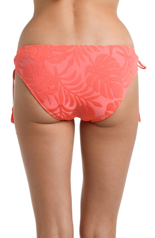 La Blanca Island Palm Adjustable Loop Hipster Bikini Bottoms In Coral