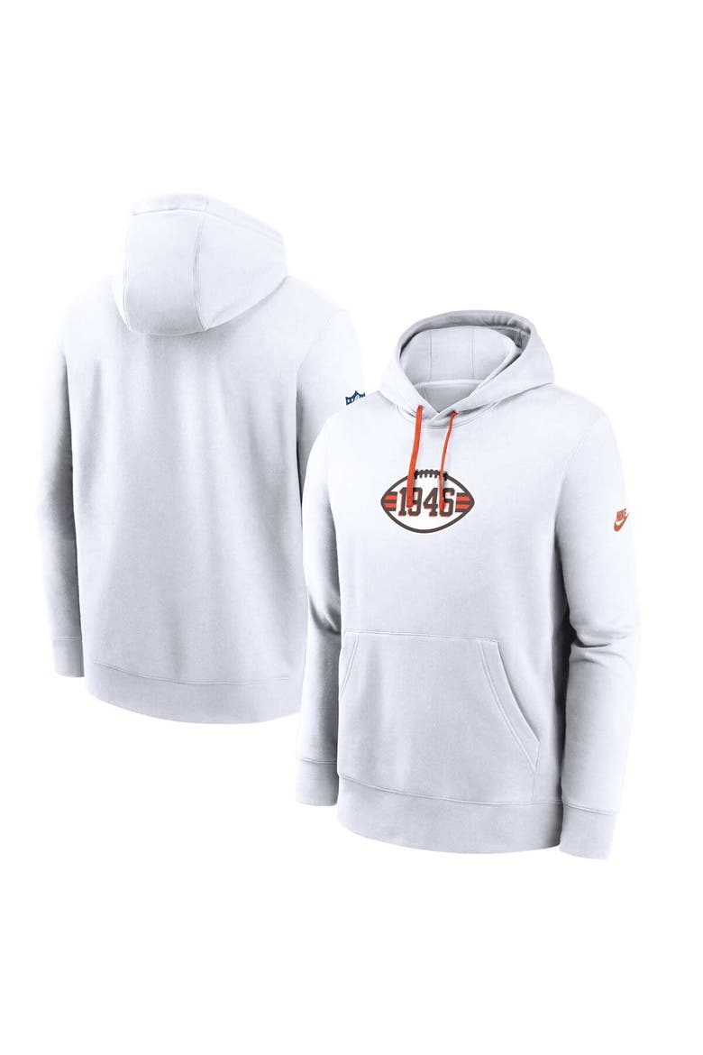 Men's Nike  White Cleveland Browns 2023 Sideline Club Alternate Tri-Blend Pullover Hoodie, Main, color, White