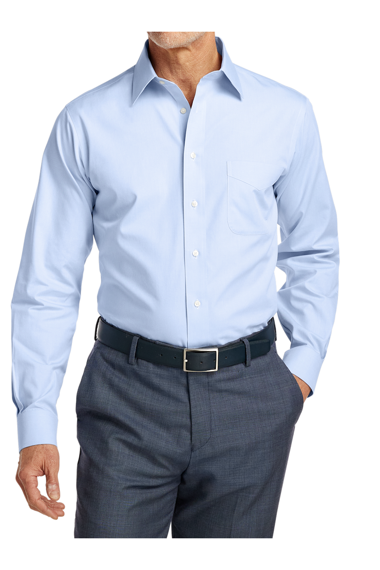 Tailored Fit Non-iron Cotton Pinpoint Solid Point Collar Dress Shirt, Alternate, color, Blue