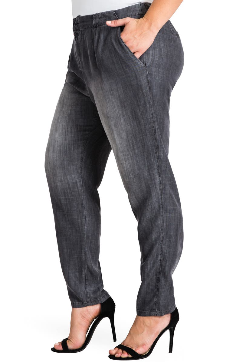 Standards & Practices Louise High Rise Pleat Denim Crop Pants, Alternate, color, Grey